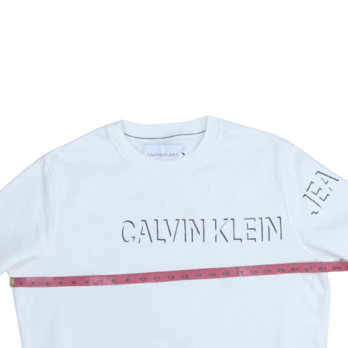 Mens UK Size S Calvin Klein Jeans White Pullover Sweatshirt