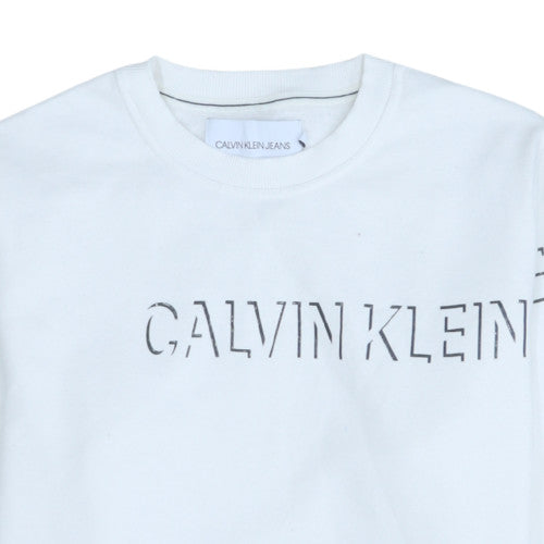 Mens UK Size S Calvin Klein Jeans White Pullover Sweatshirt