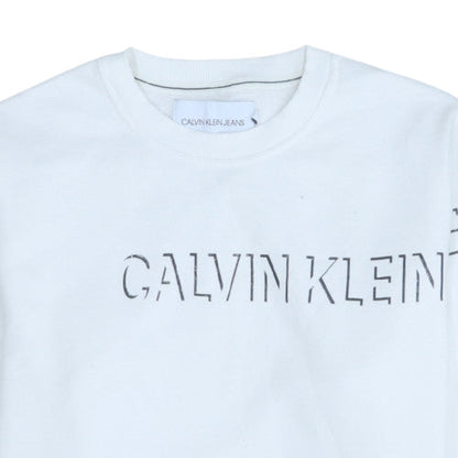Mens UK Size S Calvin Klein Jeans White Pullover Sweatshirt