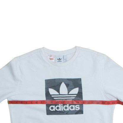Adidas Boys White Crew Neck Sweatshirt XL 15-16 Years Logo Print