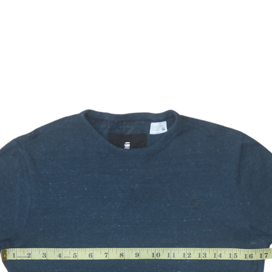 G-Star Raw Men's Blue Crew Neck Regular Fit Short Sleeve T-Shirt Size S