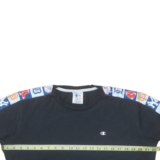 Champion MLB Black T-Shirt Men Medium Cotton Short Sleeve Sports