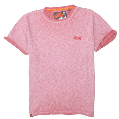 Superdry Men's Pink Marl Crew Neck Classic Fit T-Shirt Size L