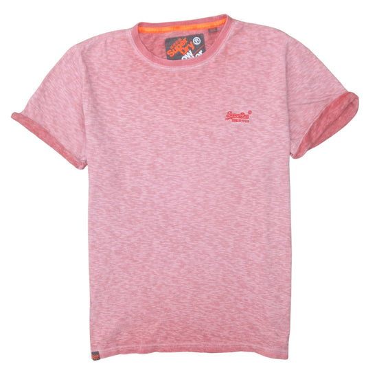 Superdry Men's Pink Marl Crew Neck Classic Fit T-Shirt Size L