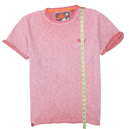 Superdry Men's Pink Marl Crew Neck Classic Fit T-Shirt Size L