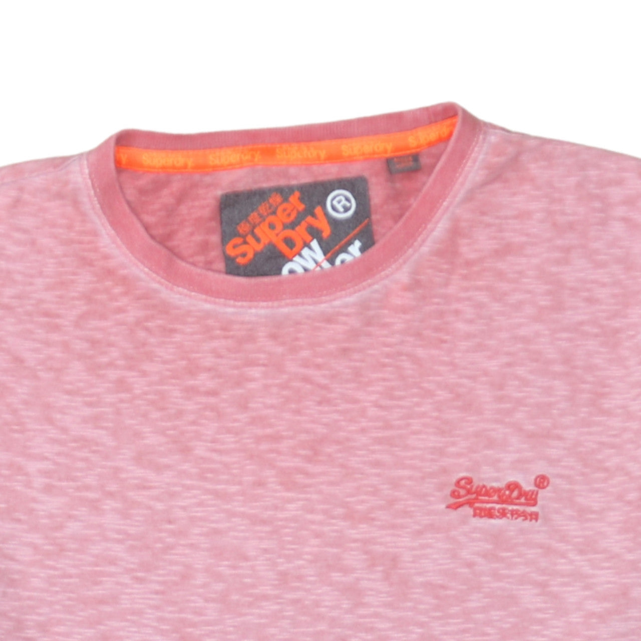 Superdry Men's Pink Marl Crew Neck Classic Fit T-Shirt Size L