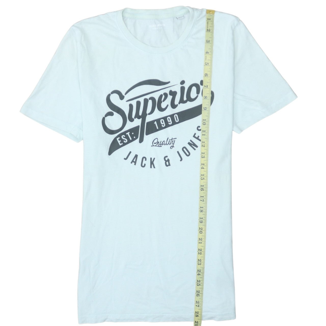 Jack & Jones Men's White Graphic Logo Crew Neck T-Shirt Size L