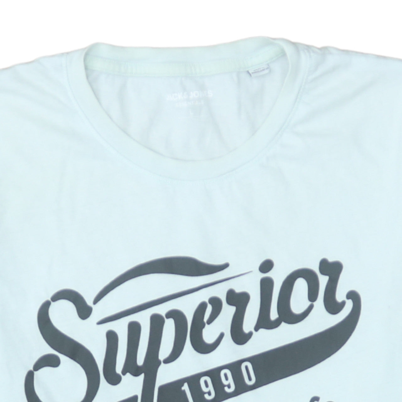 Jack & Jones Men's White Graphic Logo Crew Neck T-Shirt Size L