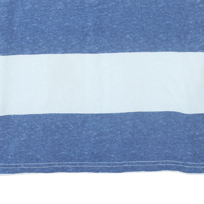 Hollister Men's Blue & White Striped Crew Neck T-Shirt XS