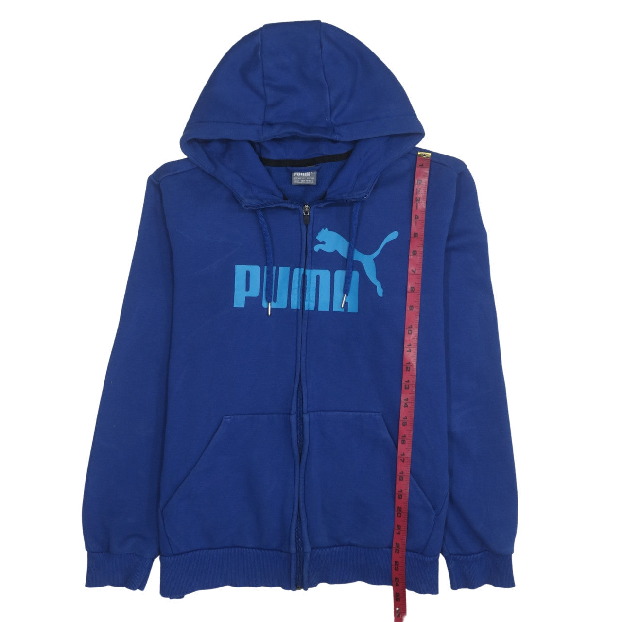 Mens UK Size M Puma Blue Full Zip Hoodie