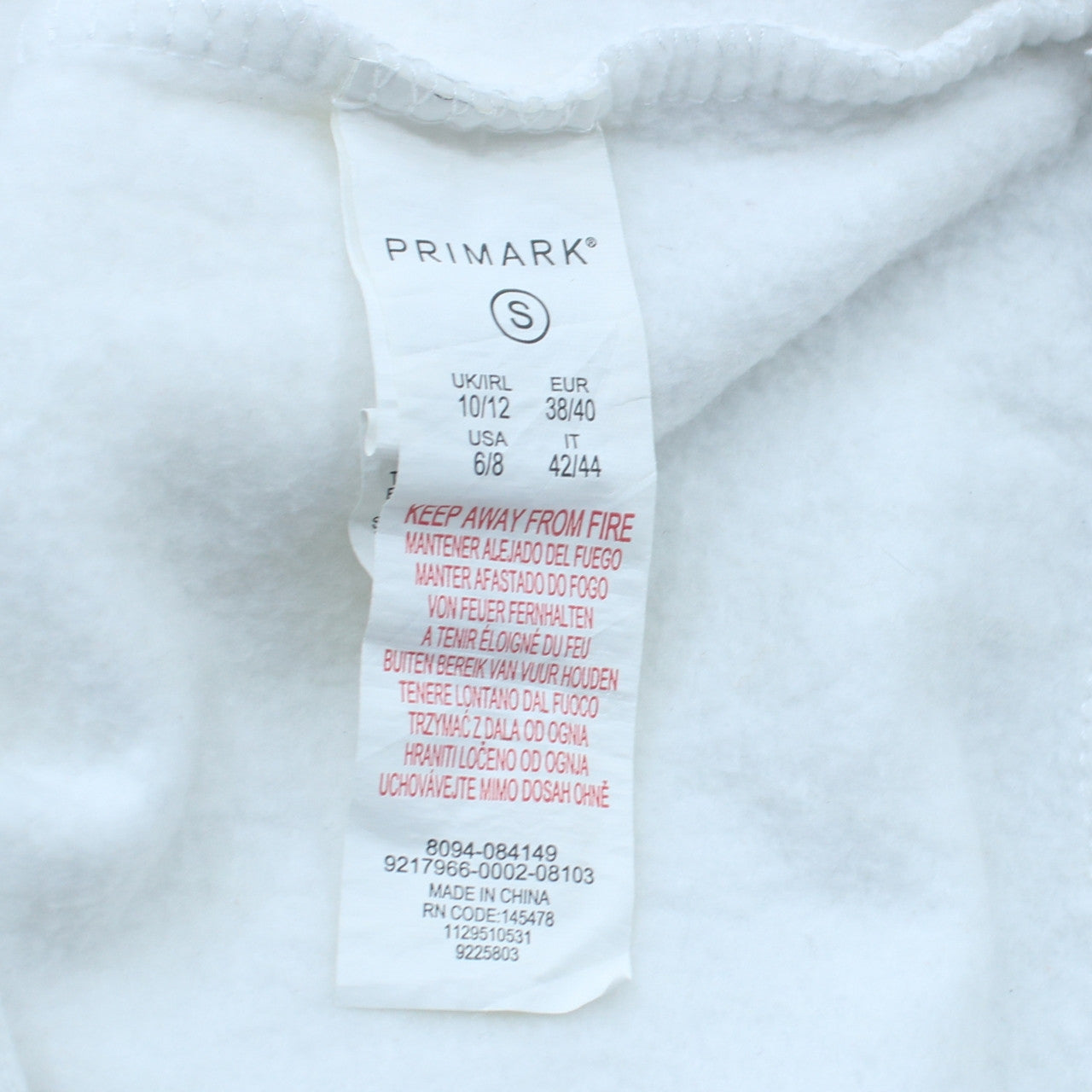 Womens UK Size S Primark White Pullover Sweatshirt