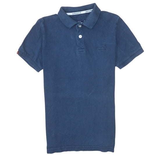 Superdry Men’s Blue Cotton Polo Shirt Medium Classic Fit