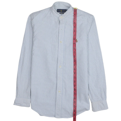 Ralph Lauren Men's Blue Striped Classic Fit Cotton Band Collar Shirt XS