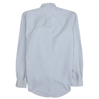 Ralph Lauren Men's Blue Striped Classic Fit Cotton Band Collar Shirt XS