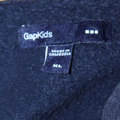 GAP Boys Blue XL Pullover Fleece Hoodie with Yellow Logo
