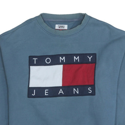 Mens UK Size M Tommy Jeans Blue Pullover Sweatshirt