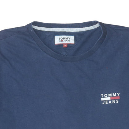 Tommy Jeans Men's Navy Blue Cotton Crew Neck T-Shirt Size L