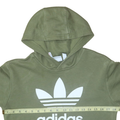 Adidas Boys Green Pullover Hoodie 13-14 Years Classic Trefoil Logo Sweatshirt