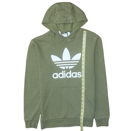 Adidas Boys Green Pullover Hoodie 13-14 Years Classic Trefoil Logo Sweatshirt