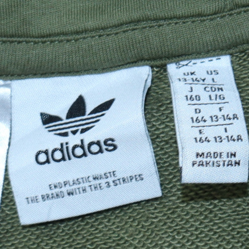 Adidas Boys Green Pullover Hoodie 13-14 Years Classic Trefoil Logo Sweatshirt