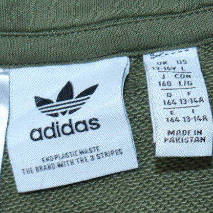 Adidas Boys Green Pullover Hoodie 13-14 Years Classic Trefoil Logo Sweatshirt