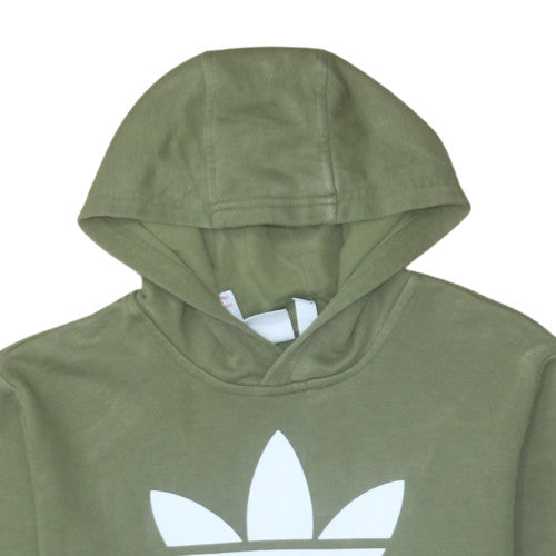 Adidas Boys Green Pullover Hoodie 13-14 Years Classic Trefoil Logo Sweatshirt