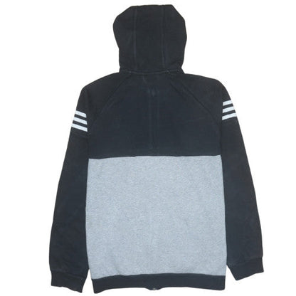 Adidas Boys Black & Grey Full Zip Hoodie 15-16 Years Classic Fleece