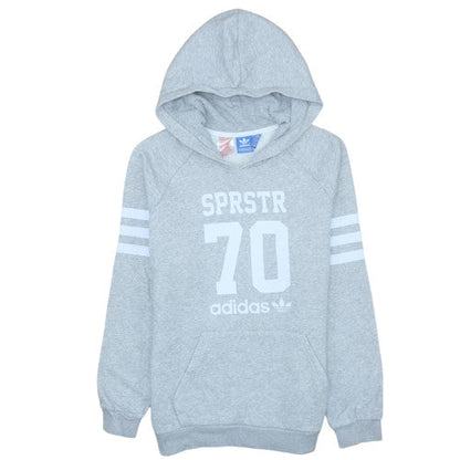 Adidas Girls Grey Hoodie XL 16 Years Pullover Fleece Hooded Sweatshirt