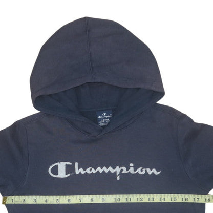 Champion Boys Navy Hoodie Large 11-12 Years Pullover Fleece Cotton Blend