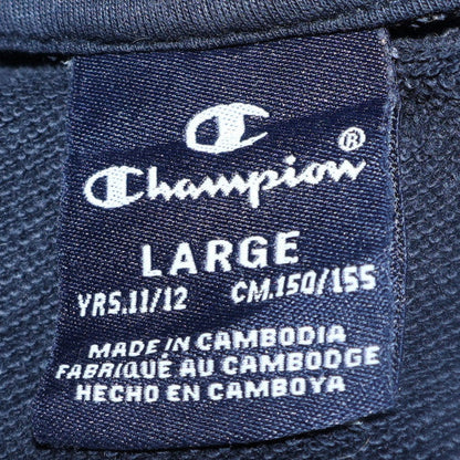 Champion Boys Navy Hoodie Large 11-12 Years Pullover Fleece Cotton Blend
