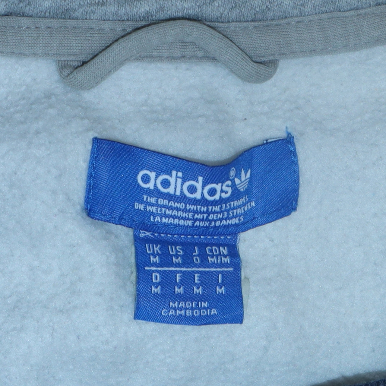 Mens UK Size M adidas Grey Full Zip Hoodie
