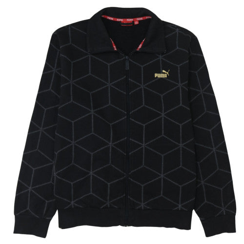 Puma Men's Black XL Geometric Track Jacket Full Zip Cotton Blend