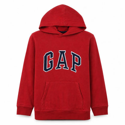 Gap Boys Red Pullover Hoodie Size 14-16 Cotton Blend Logo Sweatshirt