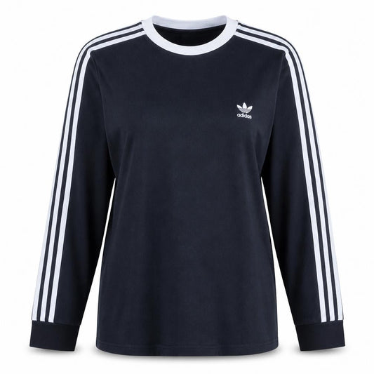 Front view of Adidas Women's Black Long Sleeve Crew Neck Jersey Top, size 16