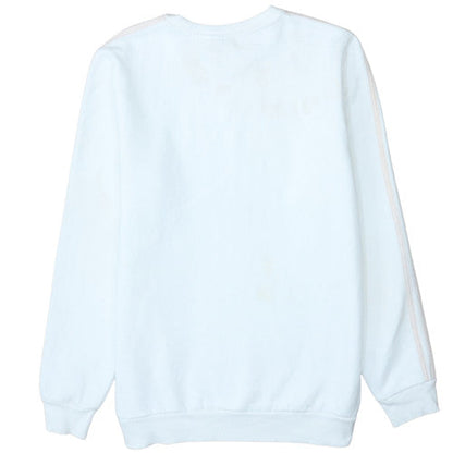 Adidas Girls White XL Pullover Sweatshirt with Logo Print and Striped Sleeves