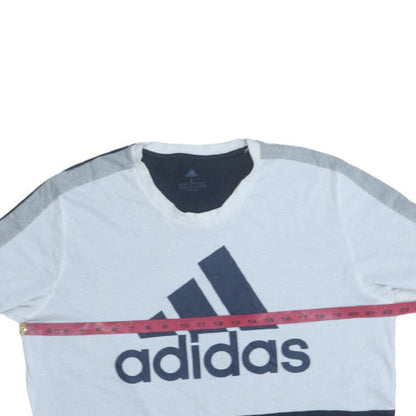 Adidas Men Blue Colourblock Logo Regular Fit T-Shirt L
