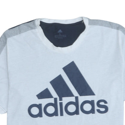 Adidas Men Blue Colourblock Logo Regular Fit T-Shirt L