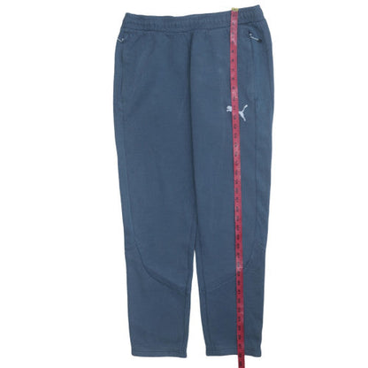 Puma Men Blue Jogger Sweatpants L Elastic Waist Tapered Fit Activewear