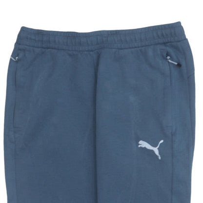 Puma Men Blue Jogger Sweatpants L Elastic Waist Tapered Fit Activewear