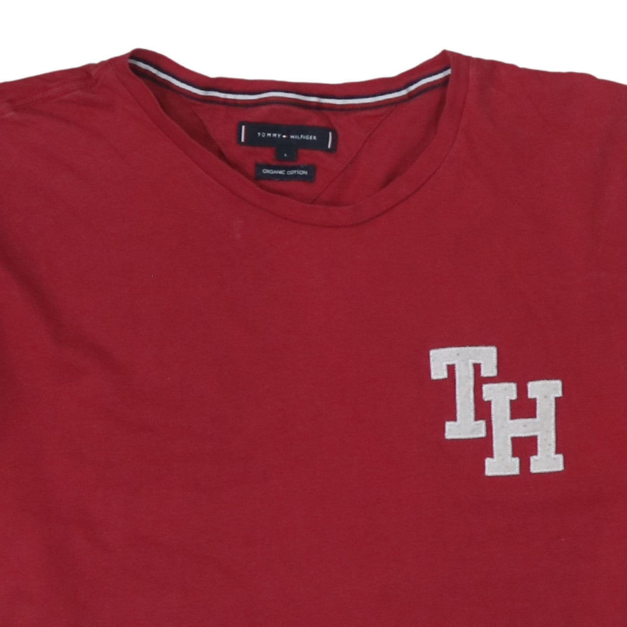 Tommy Hilfiger Men's Red Cotton Logo T-Shirt Size L