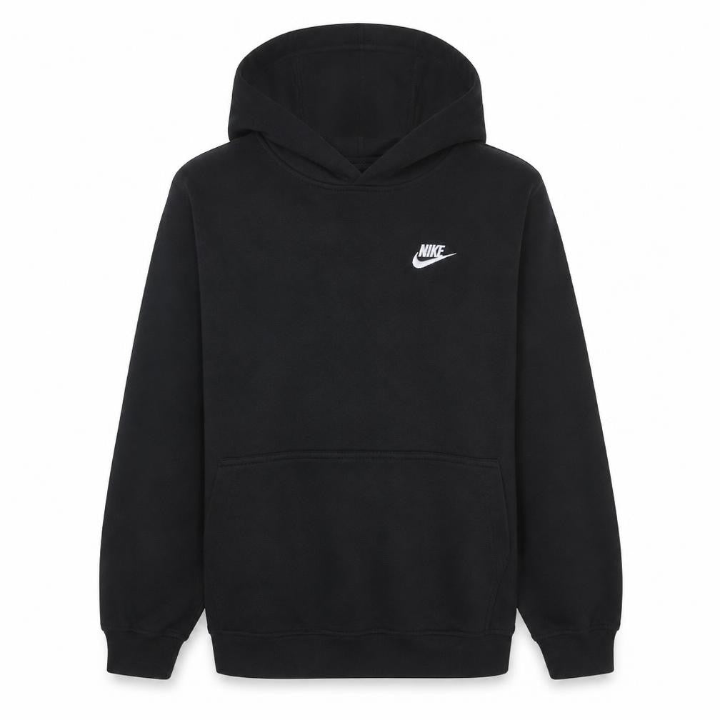 Front view of Nike boys’ black xl pullover hoodie fleece sweatshirt 158-170cm
