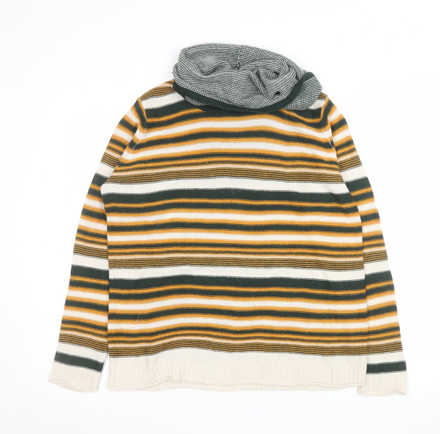 Gina Tricot Women's Multicoloured Striped Roll Neck Jumper Size S
