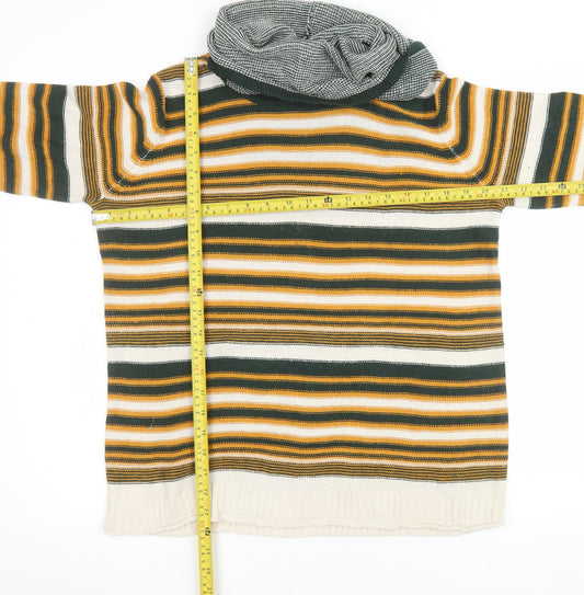 Gina Tricot Women's Multicoloured Striped Roll Neck Jumper Size S