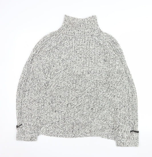 Topshop Women's Grey Roll Neck Chunky Knit Jumper Size 12
