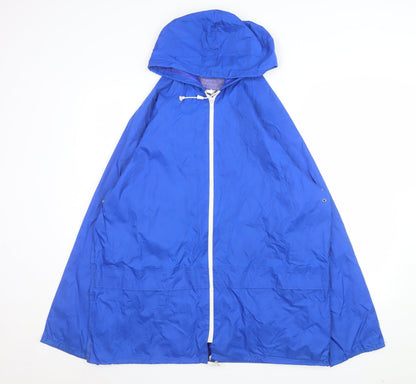 Millets Men’s Blue Hooded Rain Cape Waterproof Nylon Size M Vintage