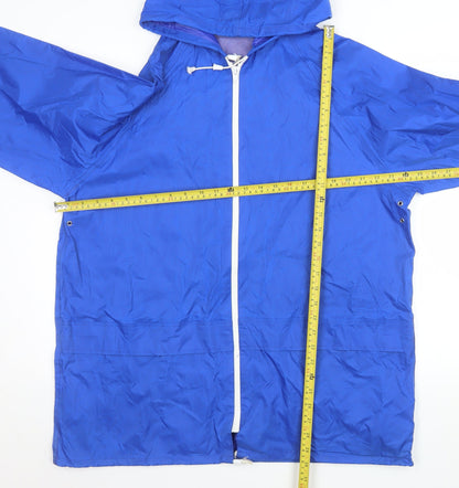 Millets Men’s Blue Hooded Rain Cape Waterproof Nylon Size M Vintage