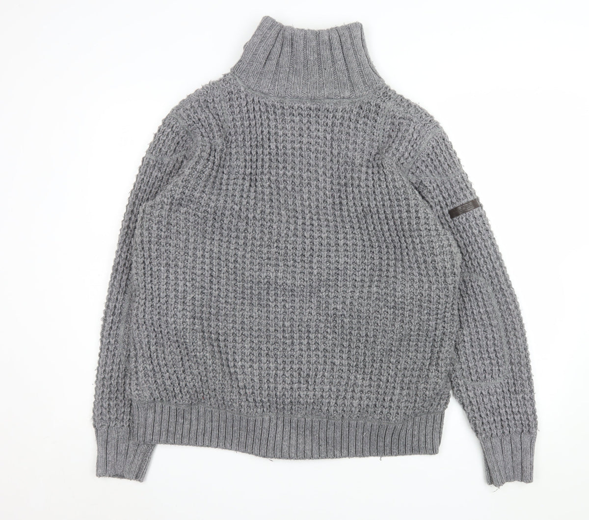 Next Men’s Grey Chunky-Knit Full Zip High Neck Jumper L