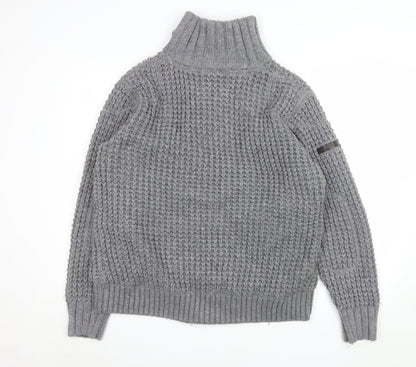 Next Men’s Grey Chunky-Knit Full Zip High Neck Jumper L