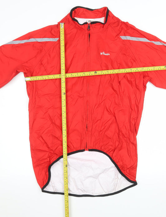 B'Twin Men's Red Windbreaker Lightweight Cycling Jacket M