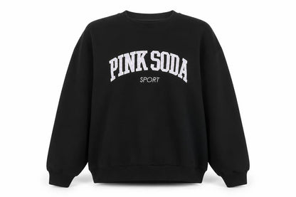 Womens UK Size M Pink Soda Sport Black Pullover Sweatshirt